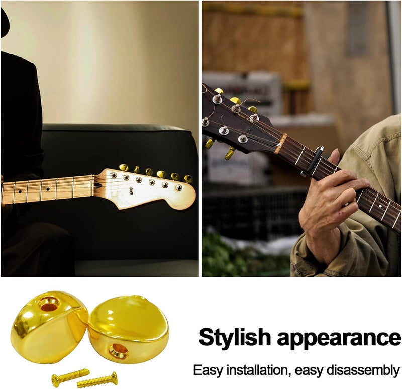 MAXCHEER 6PCS Metal Big Square Shape Guitar Tuning Peg Tuners Machine Head Replacemen Buttons knob Handle Tip (Gold Oval) - Image 4